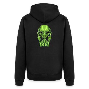 Alien Ufo Aliens Space Monster Lustiges perfektes Geschenk - Unisex Premium Bio Zip Hoodie - Schwarz - Hinten - Nico (187cm)