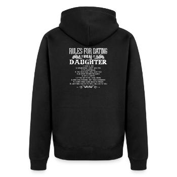 Fête des pères papa de la fille - Veste à capuche bio Premium Unisexe - noir - Dos - Nico (187cm)