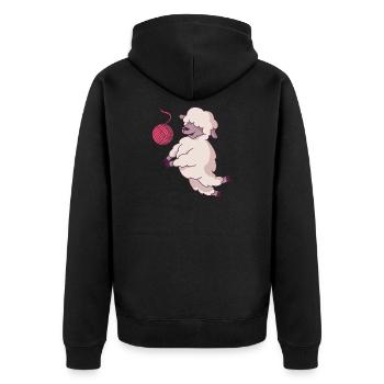 Volleyball Schaf Lustig Humor Baggern Pritschen - Unisex Premium Bio Zip Hoodie - Schwarz - Hinten - Nico (187cm)
