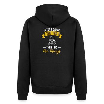 tee - Unisex Premium Bio Zip Hoodie - Schwarz - Hinten - Nico (187cm)