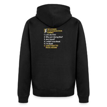 The 6 stages of ultramarathon running funny runner - Unisex Premium Organic Zip Hoodie - black - Back - Nico (187cm)