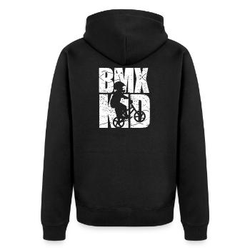 BMX Kind Radfahren Fahrrad - Unisex Premium Bio Zip Hoodie - Schwarz - Hinten - Nico (187cm)