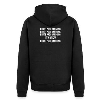 Programmeur - Veste à capuche bio Premium Unisexe - noir - Dos - Nico (187cm)