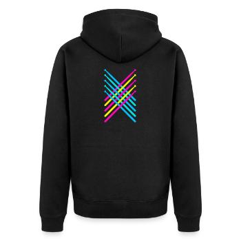 Drum Sticks Schlagzeug Schlagzeugspieler 80s - Unisex Premium Bio Zip Hoodie - Schwarz - Hinten - Nico (187cm)