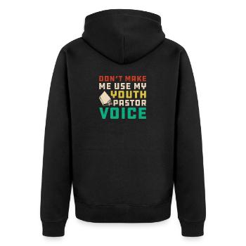 Pastor - Unisex Premium Bio Zip Hoodie - Schwarz - Hinten - Nico (187cm)