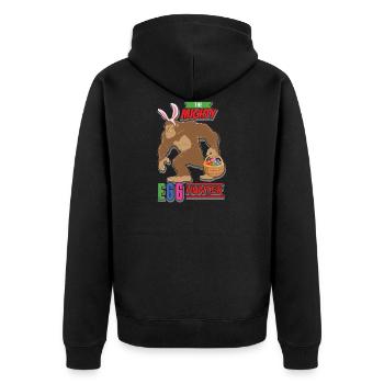 Bigfoot Egg Hunter - Easter Bunny Basket Holiday - Unisex Premium Organic Zip Hoodie - black - Back - Nico (187cm)