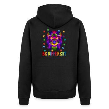 Seien Sie anders - Austism Puzzle ASD Support Lion - Unisex Premium Bio Zip Hoodie - Schwarz - Hinten - Nico (187cm)