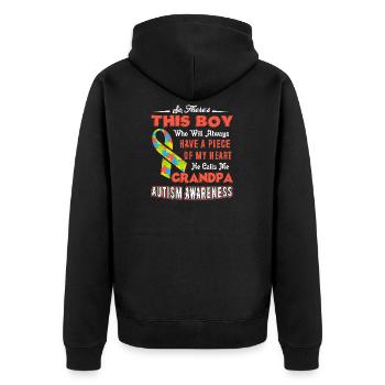 Autism Awareness Grandpa Autism Awareness - Unisex Premium Organic Zip Hoodie - black - Back - Nico (187cm)