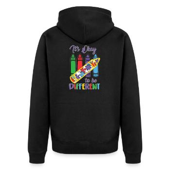 It's Okay To Be Different - Autism Puzzle ASD - Unisex Premium Organic Zip Hoodie - black - Back - Nico (187cm)