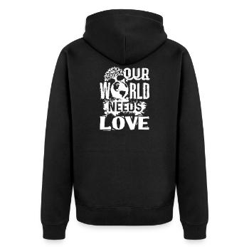 Earth Day Earth Needs Love - Unisex Premium Organic Zip Hoodie - black - Back - Nico (187cm)