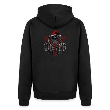 Horror Ugly Christmas Sweater Gory XMas Cool Gift - Unisex Premium Organic Zip Hoodie - black - Back - Nico (187cm)