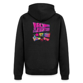 80s costume party gift 80s - Unisex Premium Organic Zip Hoodie - black - Back - Nico (187cm)