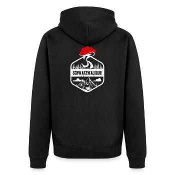 Schwarzwaldbub Wandern Geschenke Bollenhut Berge - Unisex Premium Bio Zip Hoodie - Schwarz - Hinten - Nico (187cm)