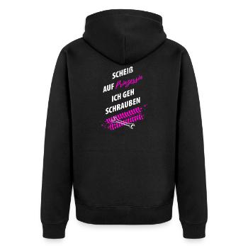 Tuning Tuner Schrauber girl - Unisex Premium Bio Zip Hoodie - Schwarz - Hinten - Nico (187cm)