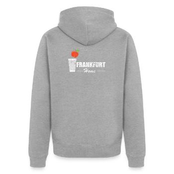 Ebbelwoi Frankfurt Hessen Apfelwein Äppelwoi - Unisex Premium Bio Zip Hoodie - Grau meliert - Hinten - Nico (187cm)