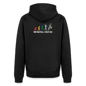 Motorrad Evolution Motocross Biker Motorsport - Unisex Premium Bio Zip Hoodie - Schwarz - Hinten - Nico (187cm)