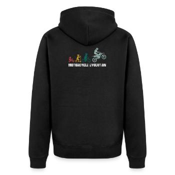 Motorrad Evolution Motocross Biker Geschenk Vintag - Unisex Premium Bio Zip Hoodie - Schwarz - Hinten - Nico (187cm)