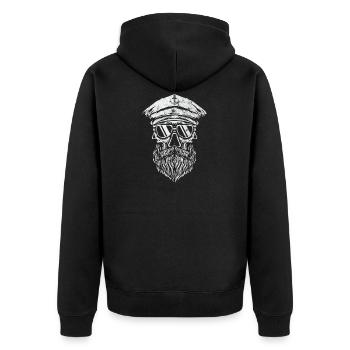 Kapitän Totenkopf Bart Segler Navigator Schiff - Unisex Premium Bio Zip Hoodie - Schwarz - Hinten - Nico (187cm)