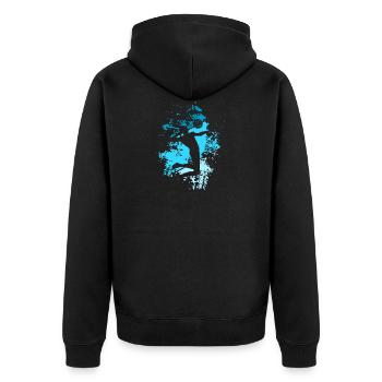 Vintage Volleyball Volleyballer - Unisex Premium Bio Zip Hoodie - Schwarz - Hinten - Nico (187cm)