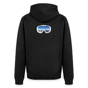 Skibrille Alp Panorama - Unisex Premium Bio Zip Hoodie - Schwarz - Hinten - Nico (187cm)