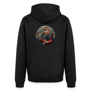 Sloth Mona Lisa funny gift for sloth fans - Unisex Premium Organic Zip Hoodie - black - Back - Nico (187cm)