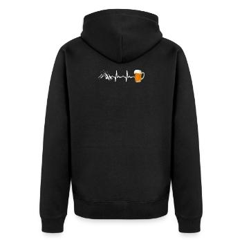 Berge Wandern Bier Herzschlag - Unisex Premium Bio Zip Hoodie - Schwarz - Hinten - Nico (187cm)