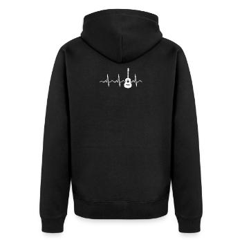 Herzschlag Gitarre Musiker - Unisex Premium Bio Zip Hoodie - Schwarz - Hinten - Nico (187cm)
