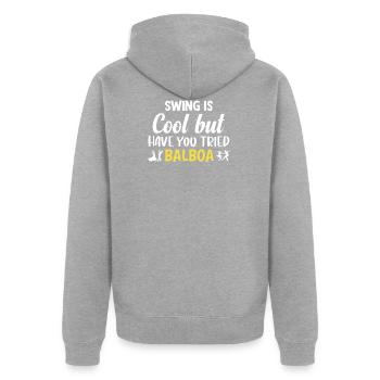 Lustiges Balboa Dance Design als Geschenk - Unisex Premium Bio Zip Hoodie - Grau meliert - Hinten - Nico (187cm)