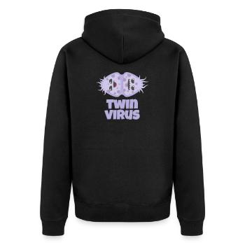 lustiges Zwilling Virus - Unisex Premium Bio Zip Hoodie - Schwarz - Hinten - Nico (187cm)