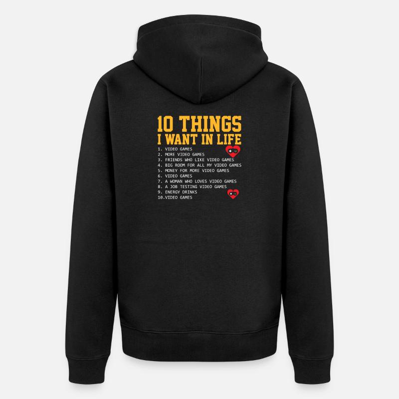 10 commandements de joueurs - Veste à capuche bio Premium Unisexe - noir