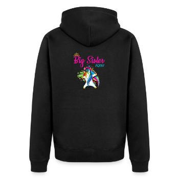 Dabbing Unicorn Big Sister Again Unicorns Rainbow - Unisex Premium Bio Zip Hoodie - Schwarz - Hinten - Nico (187cm)