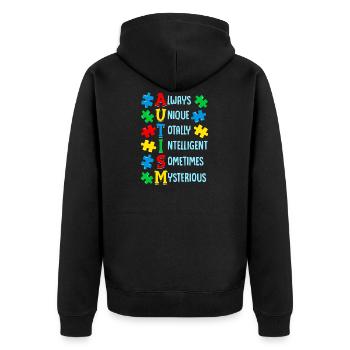 Cute Always Unique Totally Intelligent Mysterious - Unisex Premium Organic Zip Hoodie - black - Back - Nico (187cm)