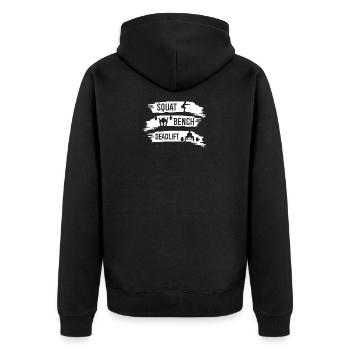 Squat, banc, ascenseur - fitness, gym - Veste à capuche bio Premium Unisexe - noir - Dos - Nico (187cm)