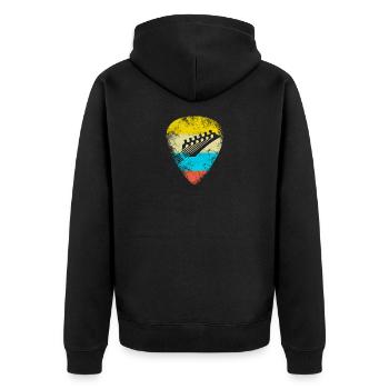 Guitar vintage guitar pick - Unisex Premium Organic Zip Hoodie - black - Back - Nico (187cm)