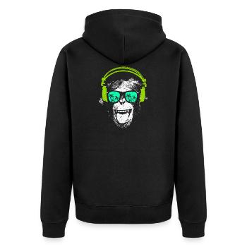 Monkey DJ - Unisex Premium Organic Zip Hoodie - black - Back - Nico (187cm)