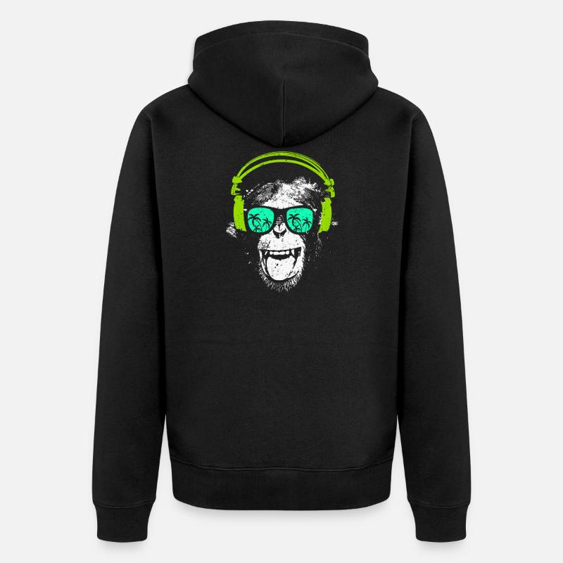 Monkey DJ - Unisex Premium Bio Zip Hoodie - Schwarz