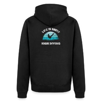 Wassersport Wasserspringen Sprungbrett - Unisex Premium Bio Zip Hoodie - Schwarz - Hinten - Nico (187cm)
