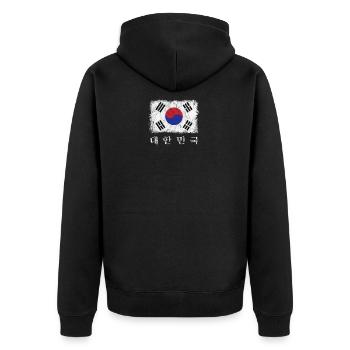 South Korea flag with Korean letters - Unisex Premium Organic Zip Hoodie - black - Back - Nico (187cm)