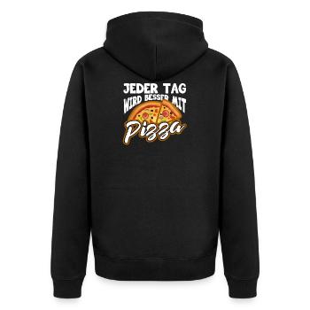 Pizza - Unisex Premium Bio Zip Hoodie - Schwarz - Hinten - Nico (187cm)