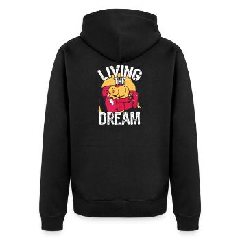 Schlafende Ente Traum - Unisex Premium Bio Zip Hoodie - Schwarz - Hinten - Nico (187cm)