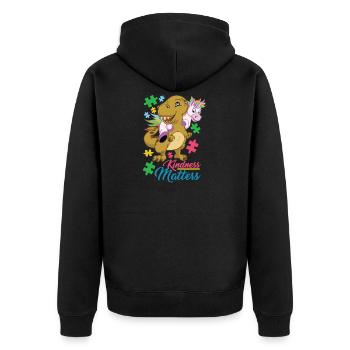 Kindness Matters - Cute Autism Puzzle Autistic - Unisex Premium Organic Zip Hoodie - black - Back - Nico (187cm)