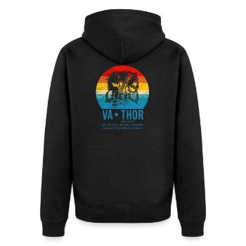 VATHOR Wie ein Vater nur viel Mächtiger Vatertag - Unisex Premium Bio Zip Hoodie - Schwarz - Hinten - Nico (187cm)