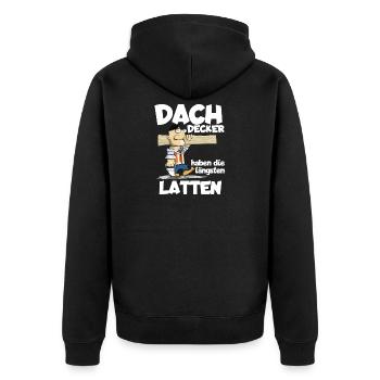 Dachdecker - Unisex Premium Bio Zip Hoodie - Schwarz - Hinten - Nico (187cm)