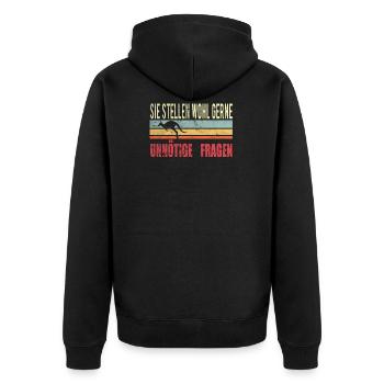 Fragen Känguru - Unisex Premium Bio Zip Hoodie - Schwarz - Hinten - Nico (187cm)