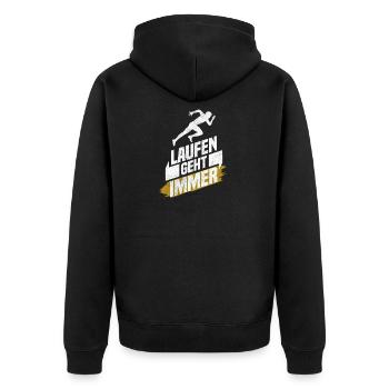 Marathonläufer Marathonlauf Marathon Läufer - Unisex Premium Bio Zip Hoodie - Schwarz - Hinten - Nico (187cm)
