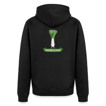 Lauch Fitness Pumper Waschbrettlauch Gym - Unisex Premium Bio Zip Hoodie - Schwarz - Hinten - Nico (187cm)