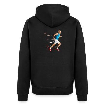 Marathonläufer Marathon Läufer Marathonlauf - Unisex Premium Bio Zip Hoodie - Schwarz - Hinten - Nico (187cm)