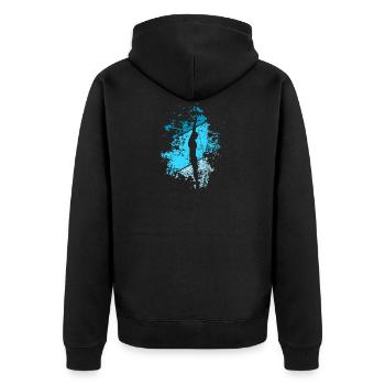 Vintage Wasserspringen Geschenk - Unisex Premium Bio Zip Hoodie - Schwarz - Hinten - Nico (187cm)