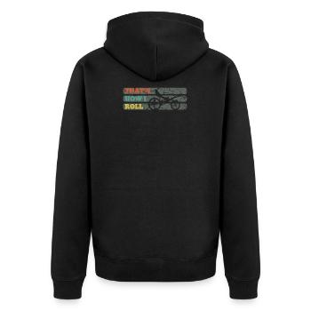 Fahrradtour - Unisex Premium Bio Zip Hoodie - Schwarz - Hinten - Nico (187cm)