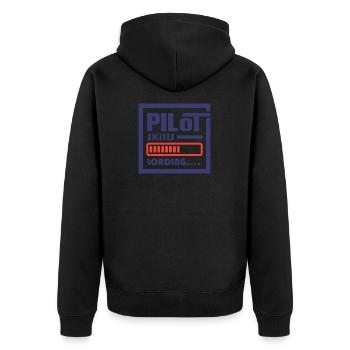 Pilot Skills Loading Luftfahrt Pilot Ausbildung - Unisex Premium Bio Zip Hoodie - Schwarz - Hinten - Nico (187cm)